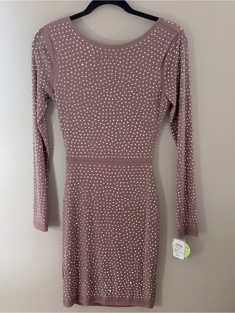 Windsor NWT Mauve Rhinestone Open Back Bodycon Mini Dress Size M